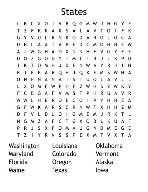 States Word Search Wordmint