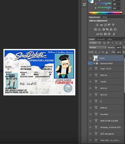 South Dakota Drivers License Template PSD Photoshop File