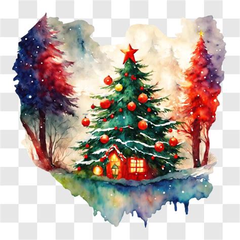 Baixe Pintura Em Aquarela De Uma Rvore De Natal Ornamentada Na