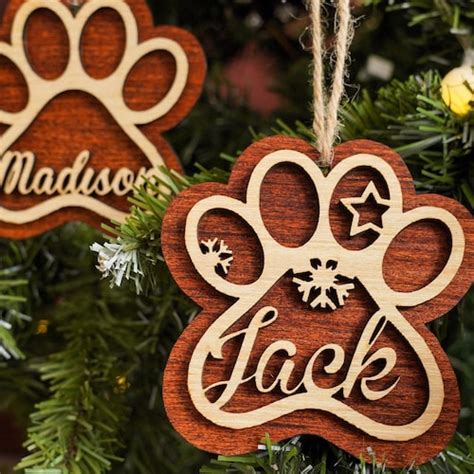 Personalized Pet Dog Paw Print Ornament Personalized T Etsy