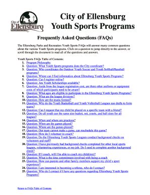 Fillable Online Ci Ellensburg Wa Youth Sports Frequently Asked