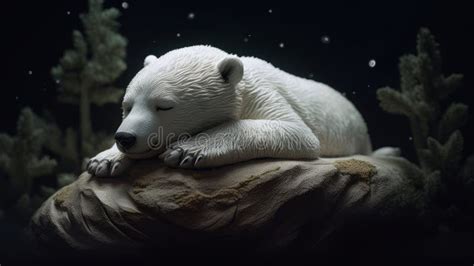 White Baby Bear Sleeping on Half Moon Childrens Story. Al Generated ...