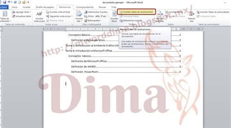 Microsoft Word Dima Tabla De Ilustraciones