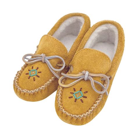 Womens Soft Sole Genuine Moosehide Suede Leather Moccasin Slippers