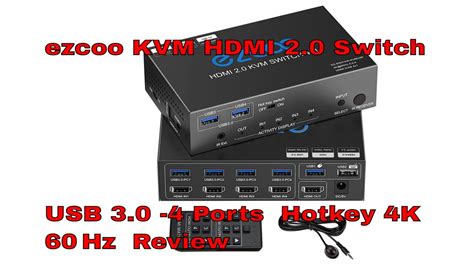 Ezcoo KVM HDMI 2 0 Switch USB 3 0 4 Ports Hotkey 4K 60 Hz Review YouTube