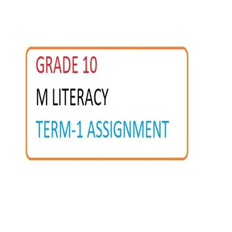 Grade 10 Mathematical Literacy Term 1 Assignment With Memorandum • Teacha