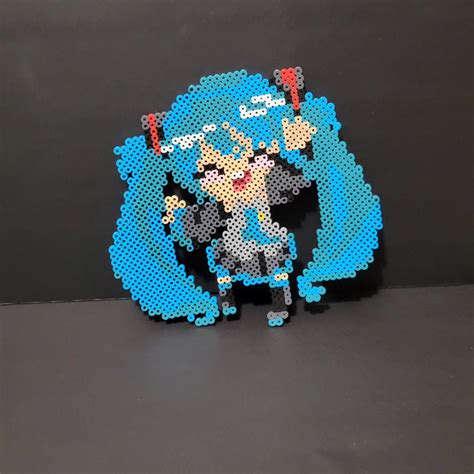 Chibi Hatsune Miku Perler Bead Wall Art Handcrafted Vocaloid Anime