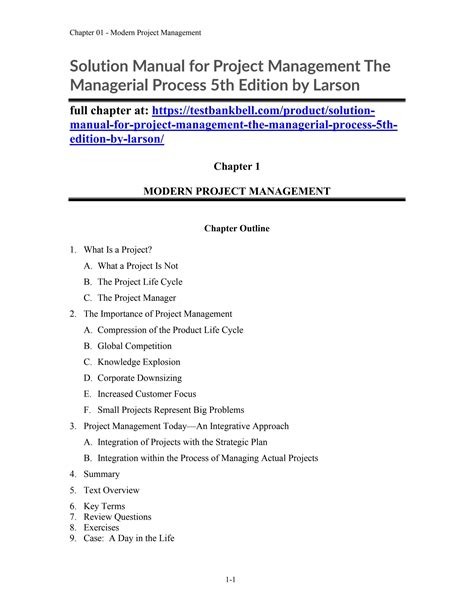 Solution Manual For Project Management The Managerial Process Th