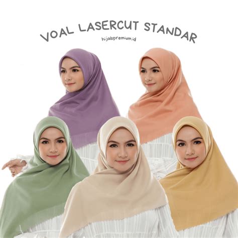 Jual Jilbab Hijab Kerudung Segi Empat Polos Voal Lasercut Fh Scarf Biru