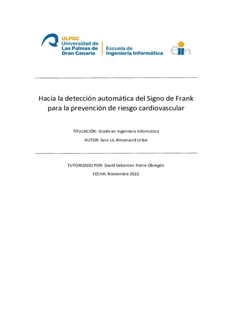 Completable En línea Hacia la deteccin automtica del Signo de Frank