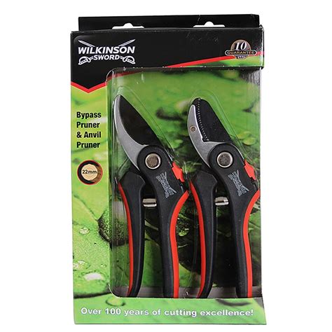 Wilkinson Sword Bypass Anvil Pruner Twin Blister Pack W