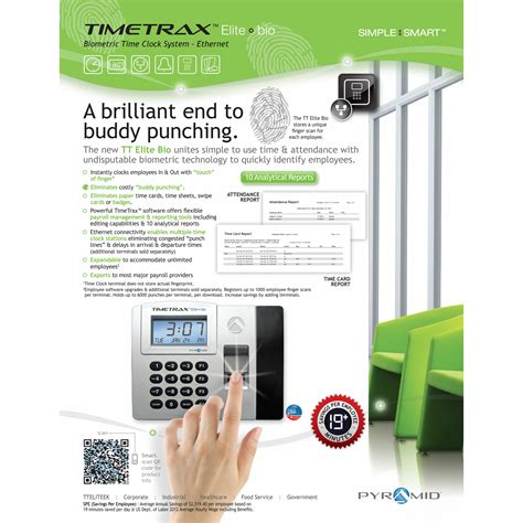 Pyramid Timetrax Elite Biometric Time Clock System Wayfair