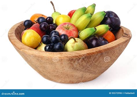 Bol De Fruit En Bois Photo Stock Image Du Isolement 95572998