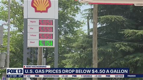 Us Gas Prices Drop Below 450 Per Gallon Fox 13 Seattle Youtube