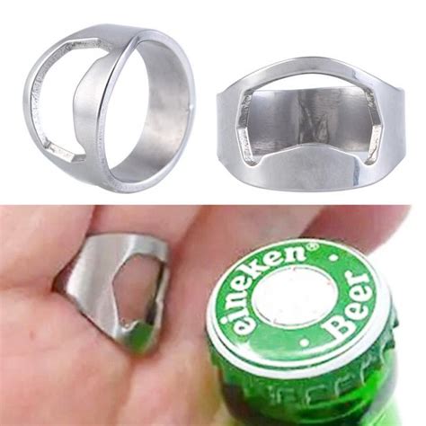 Bottle Opener Stainless Steel Finger Ring Bottle Opener Beer Cola Tool