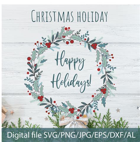 Christmas Holiday Wreath Svg Clipart Inspire Uplift