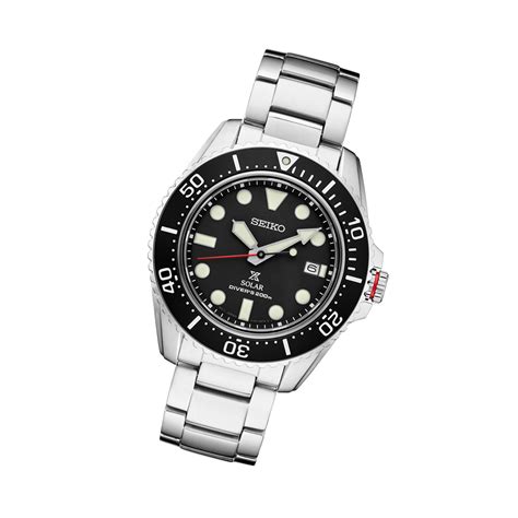 Seiko Prospex Solar Dive Watch With Sapphire Crystal And Black Dial Sne589