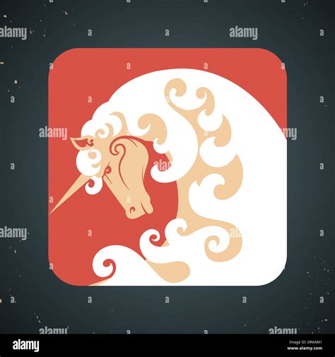 Icon of magic mythical unicorn with a horn Stock Photo - Alamy