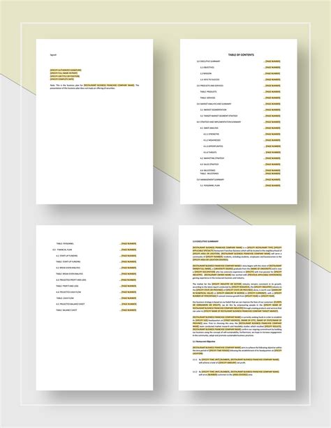 Restaurant Franchise Business Plan Template In Word Pages Google Docs