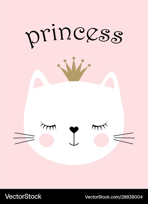 Cute Princess Cat Royalty Free Vector Image Vectorstock