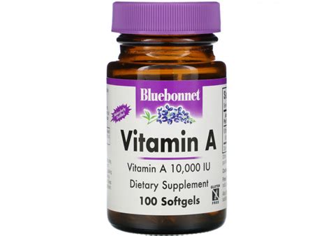 Bluebonnet Nutrition Витамин А 10 000 МЕ 100 мягких желатиновых капсул ...