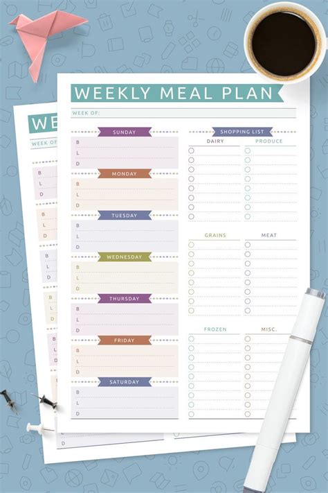 Meal Journal Template Printable Meal Planner Template Organisation