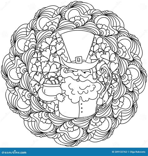 Mandala Avec Leprechaun Page De Coloriage Avec Des Motifs Et Trèfle Pour St Patrics Day