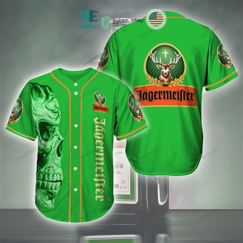 Best Jagermeister Logo Skull Green Baseball Jersey Shirtnation Shop