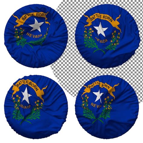 Premium Psd State Of Nevada Flag Round Shape Isolated Different Waving Style Bump Texture 3d