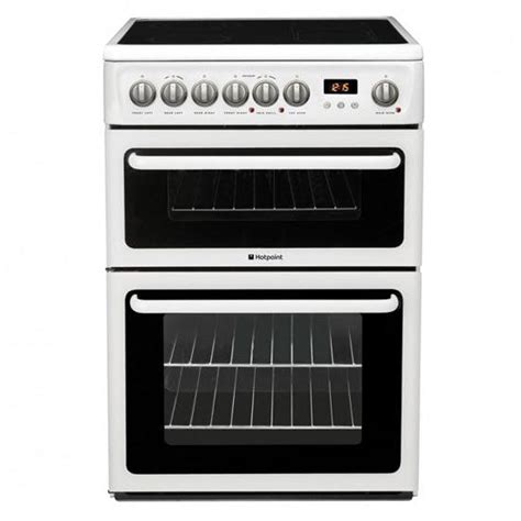 Hotpoint HAE60PS 60cm Electric Cooker in White, Ceramic Hob Double Oven