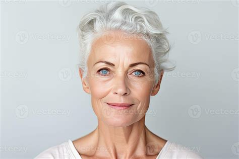 Beautiful Gorgeous 50s Mid Aged Mature Woman Looking At Camera Isolated On White Mature Old