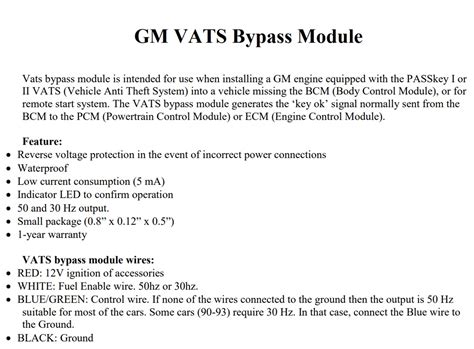 Gm Vats Passkey Ii Bypass Module 3050 Hz For Ls1 Lt1 Lsx Swap Hawks Third Generation