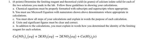 1 6 Points Determine The Limiting Reagant And