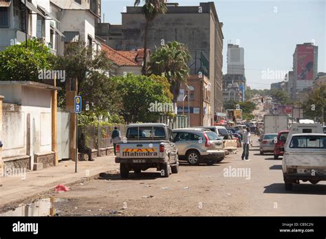 Africa Mozambique Maputo Typical Street Scene In Downtown Maputo