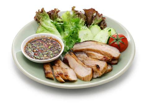 Kor Moo Yang Charcoal Grilled Pork Jowl Meat Thai Isan Cuisine