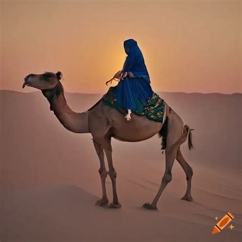 Arabic Woman Riding Camel In The Desert On Craiyon