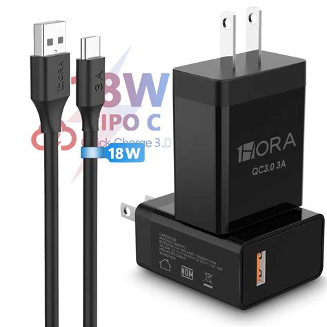 Hora Cargador Tipo C W Cargador Adaptador R Pida Qc Usb A Cable