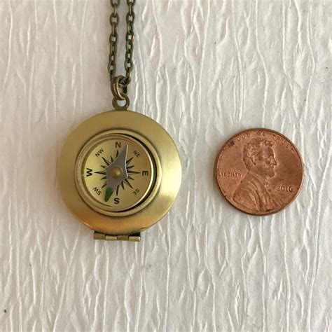 Working Compass Locket Necklace Gold Compass Pendant Real Etsy