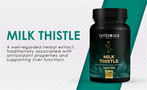 Ambrosial Milk Thistle 4000mg High Strength Liver Support Antioxidant