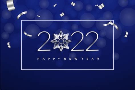 Feliz año nuevo 2022 con números plateados Vector Premium