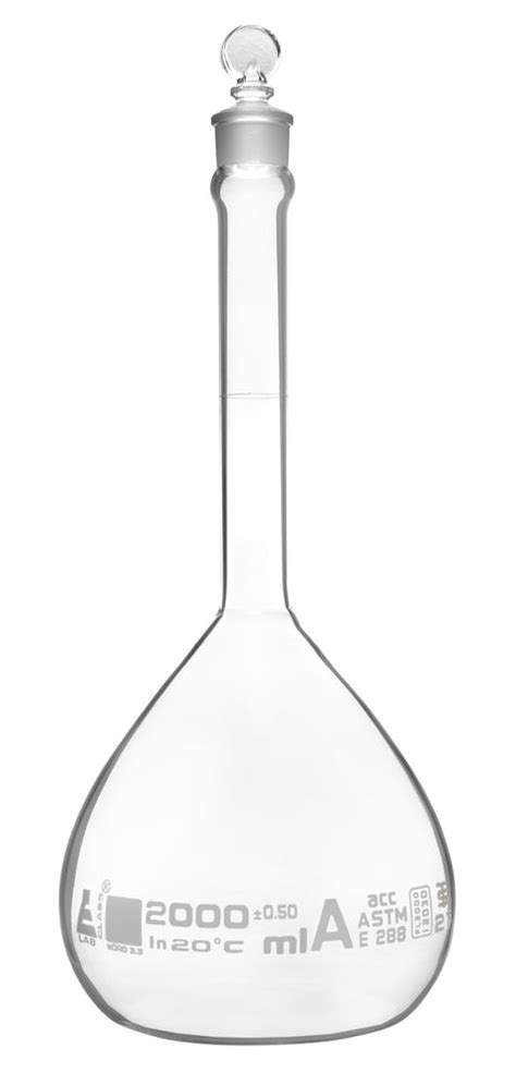 Volumetric Flask 2000ml Class A Astm Tolerance ±0500 Ml Glass — Eisco Labs