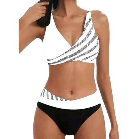 DURINM dámský dvoudílný bikinový komplet Dámské push up bikini sety plavky s vysokým pasem