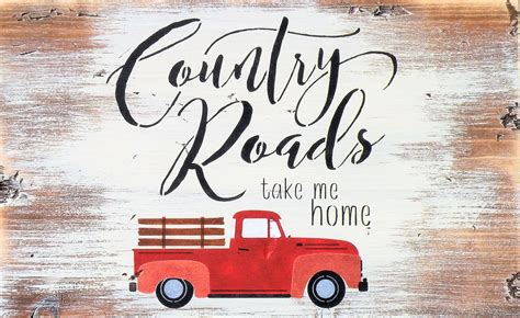 Country Roads Take Me Home Rustic Wood Sign Farmhouse Decor Etsy