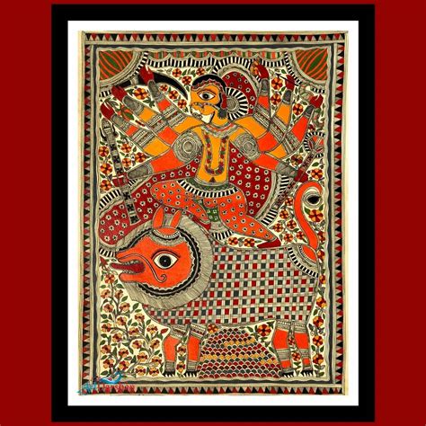 Multicolor Framed Durga Maa Madhubani Painting Size X Inches At