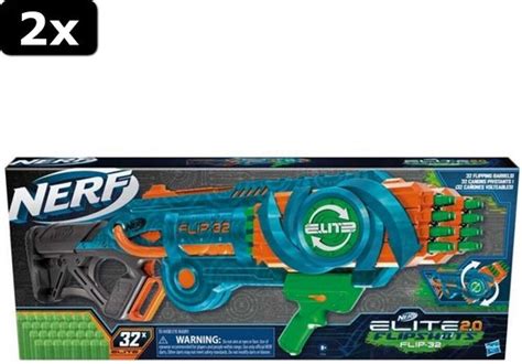 2x Nerf Elite 2 0 Flipshots Flip 32 Blaster 32 Darts Bol