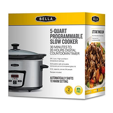 Bella 5 Quart Programmable Slow Cooker Polished Stainless Steel New Ebay