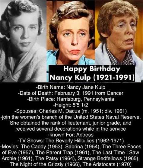 Nancy Kulp | Wiki/Bio, Cause of Death, Age, Photos, Husband, Movies and ...