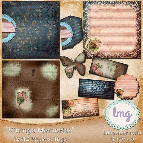 Vintage Memories Scrapbook Papers By Lavender Mint Graphics | TheHungryJPEG