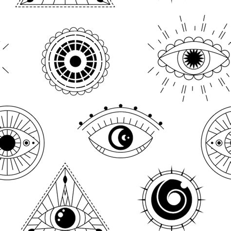 Premium Vector Evil Eye Seamless Pattern Mystic Line Eyes Magic