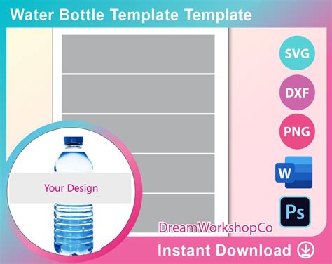 Water Bottle Labels Template Blank Water Bottle Label Etsy